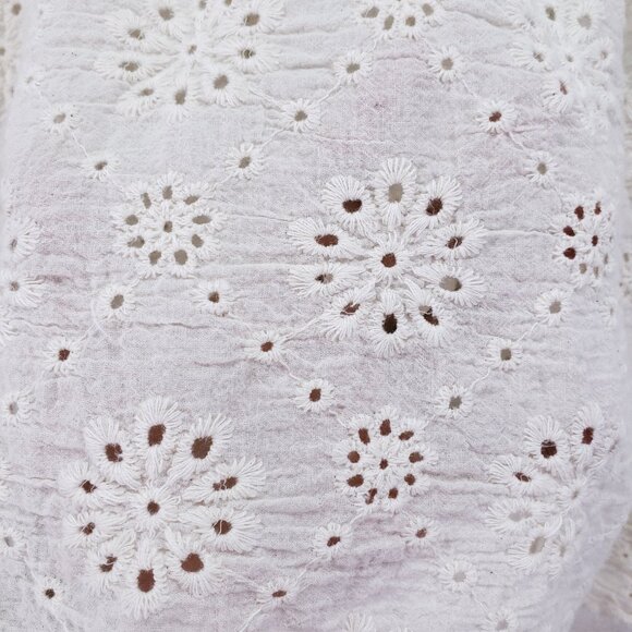 NY Collection Cream Lace Floral Collar Button Down Preppy Top Size M - Picture 13 of 13